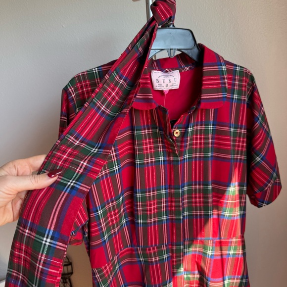 NWT Buru Donna Day Short Sleeve Contrast Bow Detail Stripe Print Shirt Dress - Picture 9 of 11